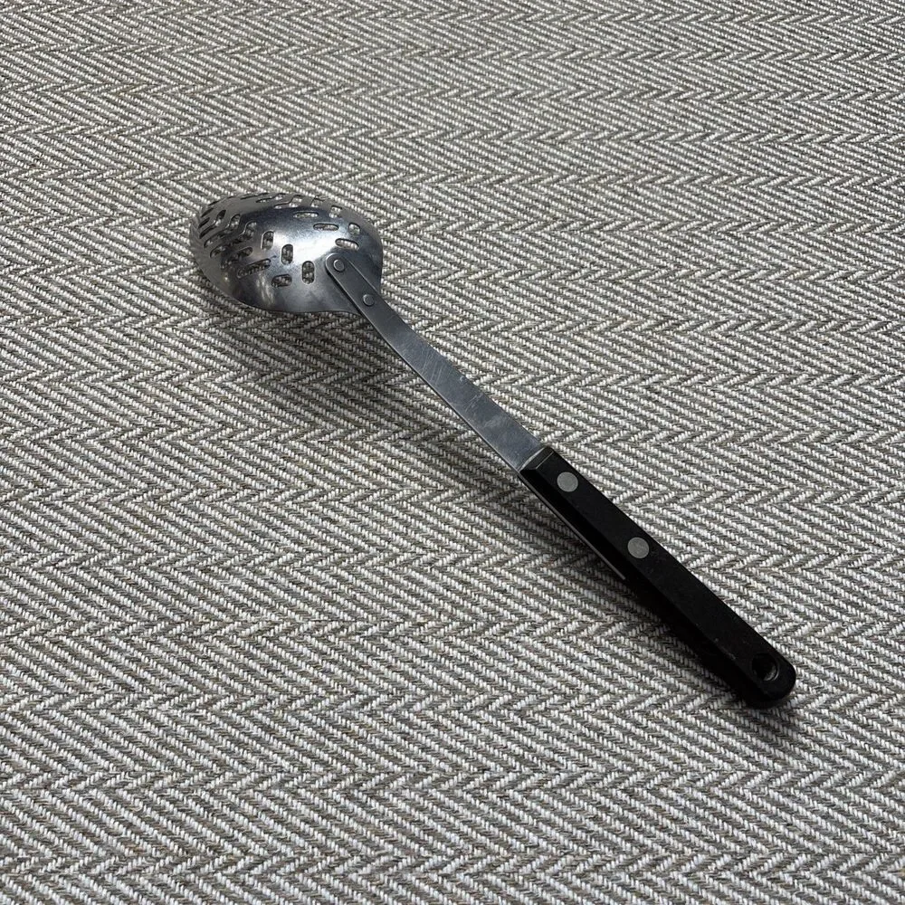 Vintage Montgomery Ward Stainless Steel Slotted Spoon 11.5” MW Hard Handle‎